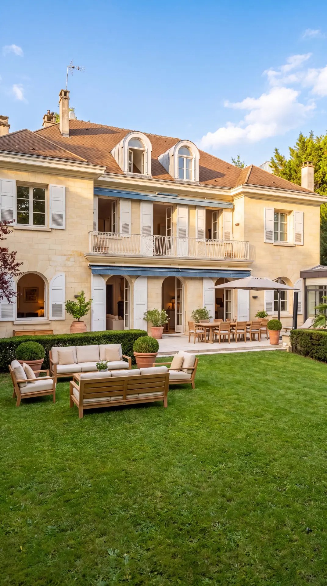 The terrace and garden front of Villa Windsor